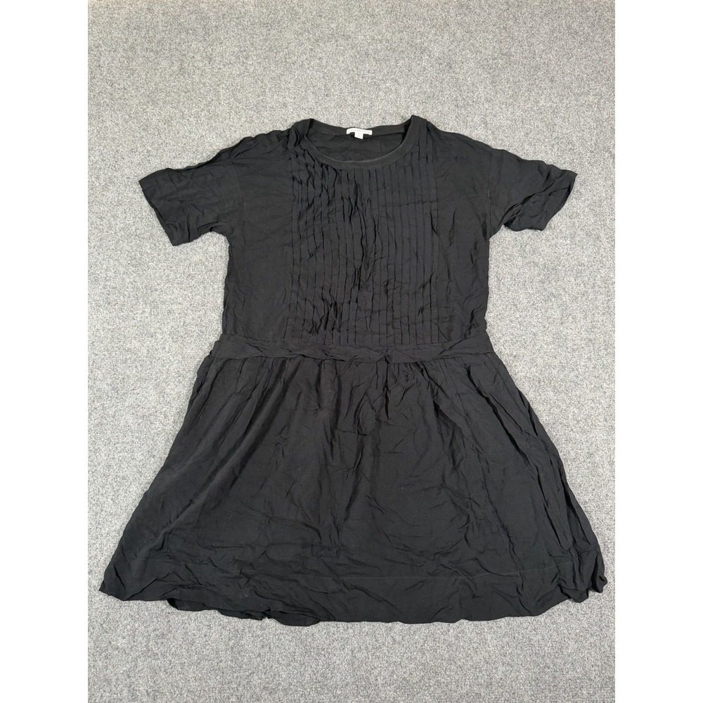 James Perse Crinkled Pintuck Mini Dress Black Womens Size 0 XS Pockets WEB6264